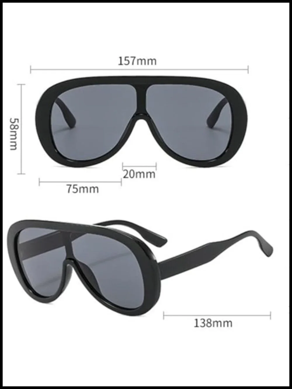 Oversized Pilot Sunglasses Women One Piece Lens Metal Frame UV Protection